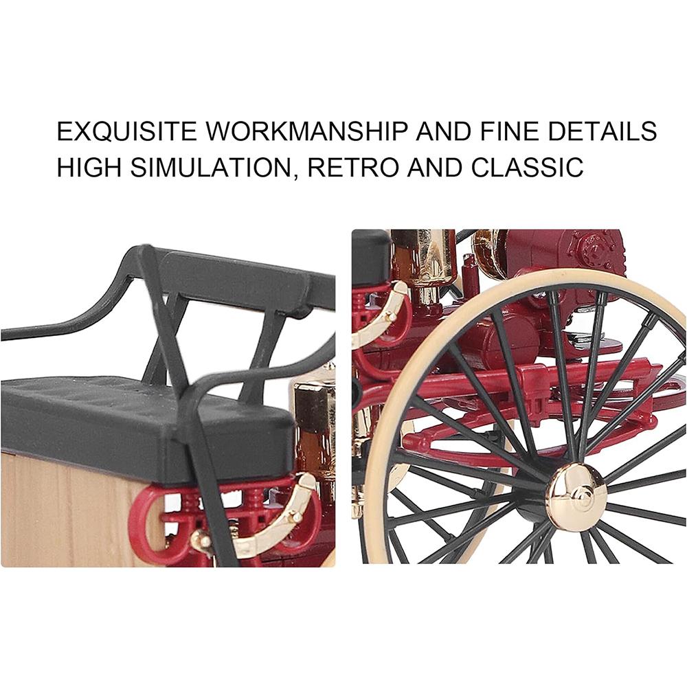 1/12 Scale High Simulation Retro Cycle Rickshaw Model Beautiful Easy Assembly Vintage Bike Model Mini Tricycle Decoration for Home