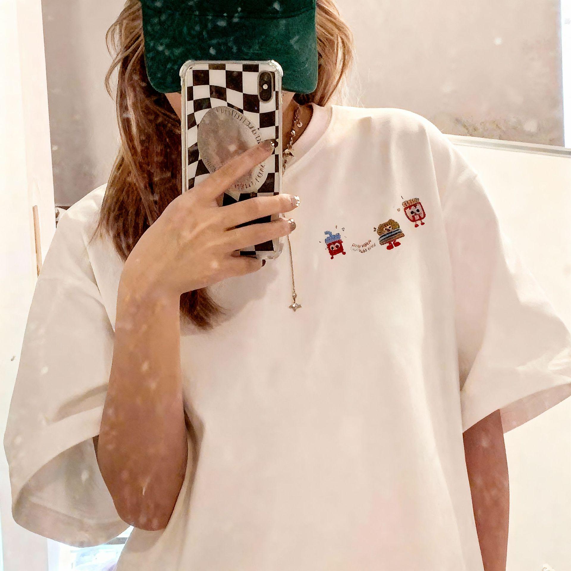 

2026 Premium Women s Pure Cotton Drop-Shoulder Loose T-Shirt, Summer Niche American Style Triple Extra Large
