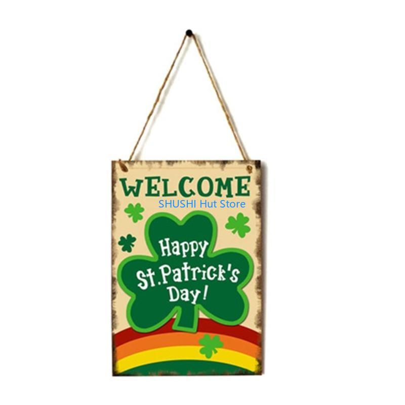 

Patrick s Day Sign Wooden Lucky Irish Clover Hanging Plaque D57B