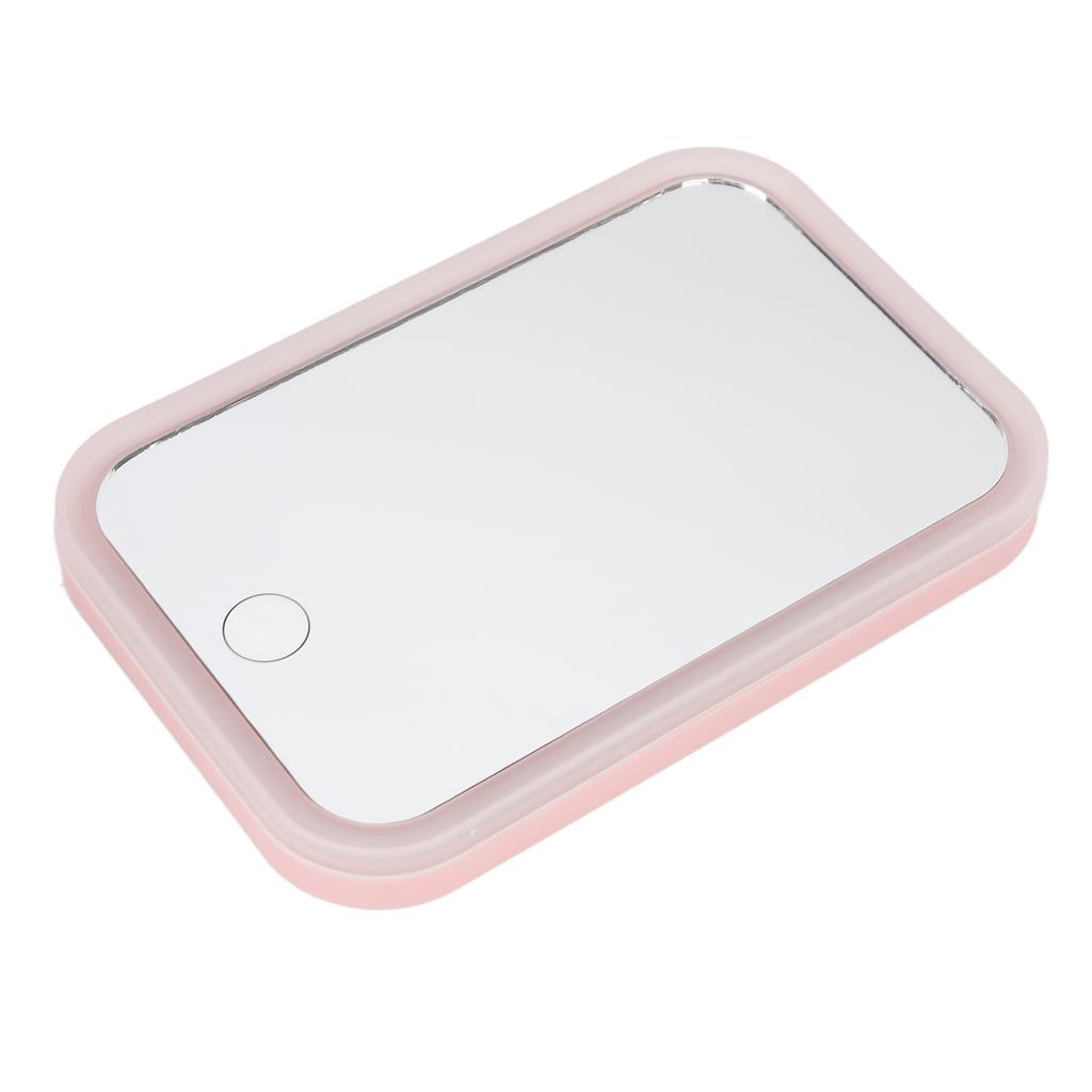 Lighted Makeup Mirror Pink LED Touch Control Square Mirror Desktop Fill In Adjustable Brightness Rotative Vanity Mirror