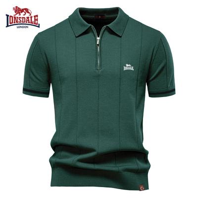 2026 Spring/Summer Embroidered New Men's Business Casual Woolen Polo Shirt, Flip Collar Knitted Polo Shirt, Short Sleeve