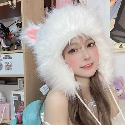 Cute Kawaii Cat Ear Women Hats Beanie Female Lolita Autumn Winter Warm Casual Furry Caps Chic Streetwear Cartoon Lovely Hat