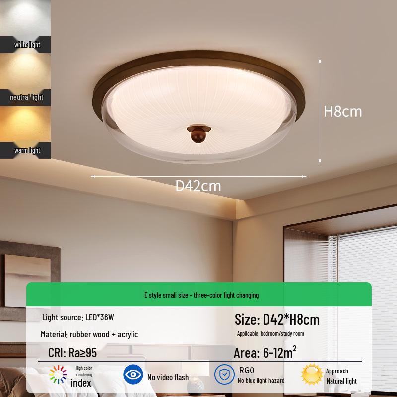 French Mid-Century Ceiling Light with American Retro and Song Dynasty Style - Eye-Friendly Lighting for Bedroom, Dining Room, or Study.
