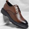 Fashion Summer New Perforated Lightweight Lace Up Comfortable Casual Leather Shoes Fashion Brand Men's Blok Carved Casual Oxford Shoes