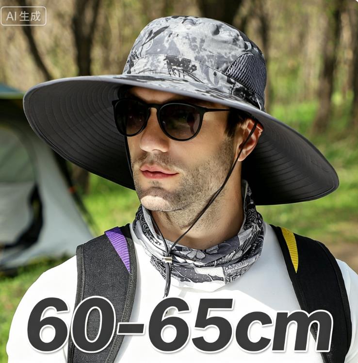 Large Shawl Sunscreen Neck Protection Big Brim Sun Hat Outdoor Leisure Mountaineering Fishing Cap Men Waterproof Fisherman Hats