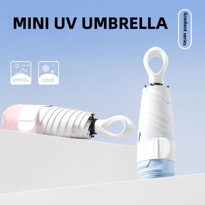 Pocket Mini Sun Umbrella For Women, Windproof Gradual Change Sunscreen Upf50+ Uv Protection, 5 Fold Capsule Rain Small Umbrellas