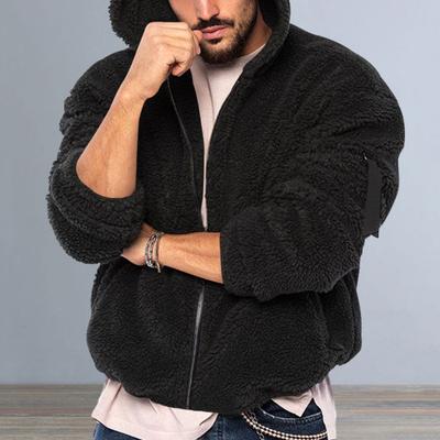 Erkek Kabarık Kapşonlu Ceket Trendy Fermuar Kapatma Kalınlaşmış Polar Ceket Uzun Kollu Kış Sıcak Erkekler için Hoodie