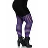 Collant Nylon Rayures 2 tons Leg... Noir/mauve