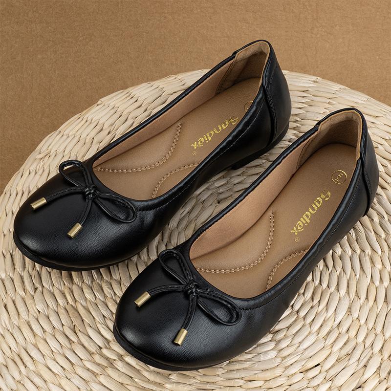 

Женские балетки, переносные складные дорожные туфли, женские туфли с круглым носком и бантом, повседневные туфли без застежек, кожаные балетки, женские мокасины 39