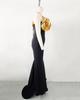 Elegant One-Shoulder Gold Flower Women's Banquet Dress (2026)