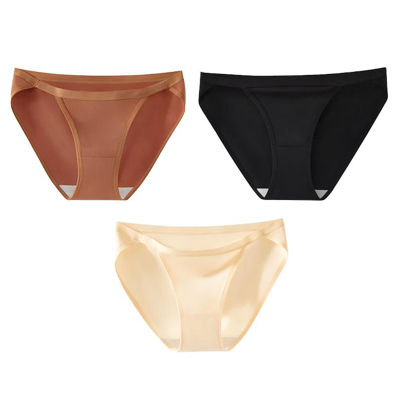 MaoRen Women s Seamless Low-Rise Cotton Blend Half Thong Underwear, 3-Pack M