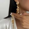 Vintage Exquisite Long Tassels Drop Earring for Women Fashion Geometric Metal Round Pendant Earrings Wedding Party Jewelry Gifts