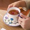Pastoral Ceramic Coffee Cup And Saucer Set Creative Hand-Painted High-Value British Afternoon Tea Cup Flower Tea Cup Mug