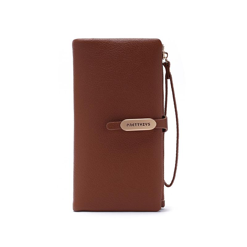 

Женский длинный кошелек PU маленький свежий простой однотонный цвет молния женская сумка удобный кошелек коричневый