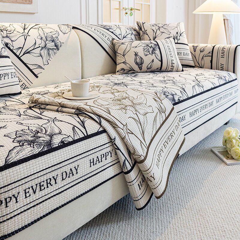 1pc Floral Pattern Sofa Cover Pet-Friendly, Solid Color, 350-400g Fabric, Fits Single, Double, Triple, and Quadruple Seater Sofas, Home Decor