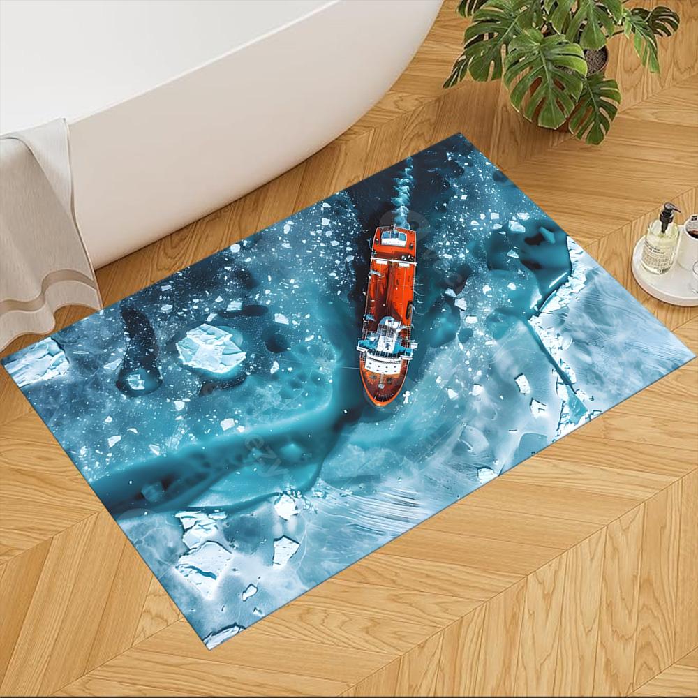Crystal Clear Lake Boat Non-Slip Home Carpet Design for Office Decor Living Room Gift