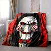 1Pc Jigsaw Horror Mask Flannel Blanket, Soft And Comfortable, Casual Warm, Camping Travel, Christmas, Halloween Xmas Gift N1374