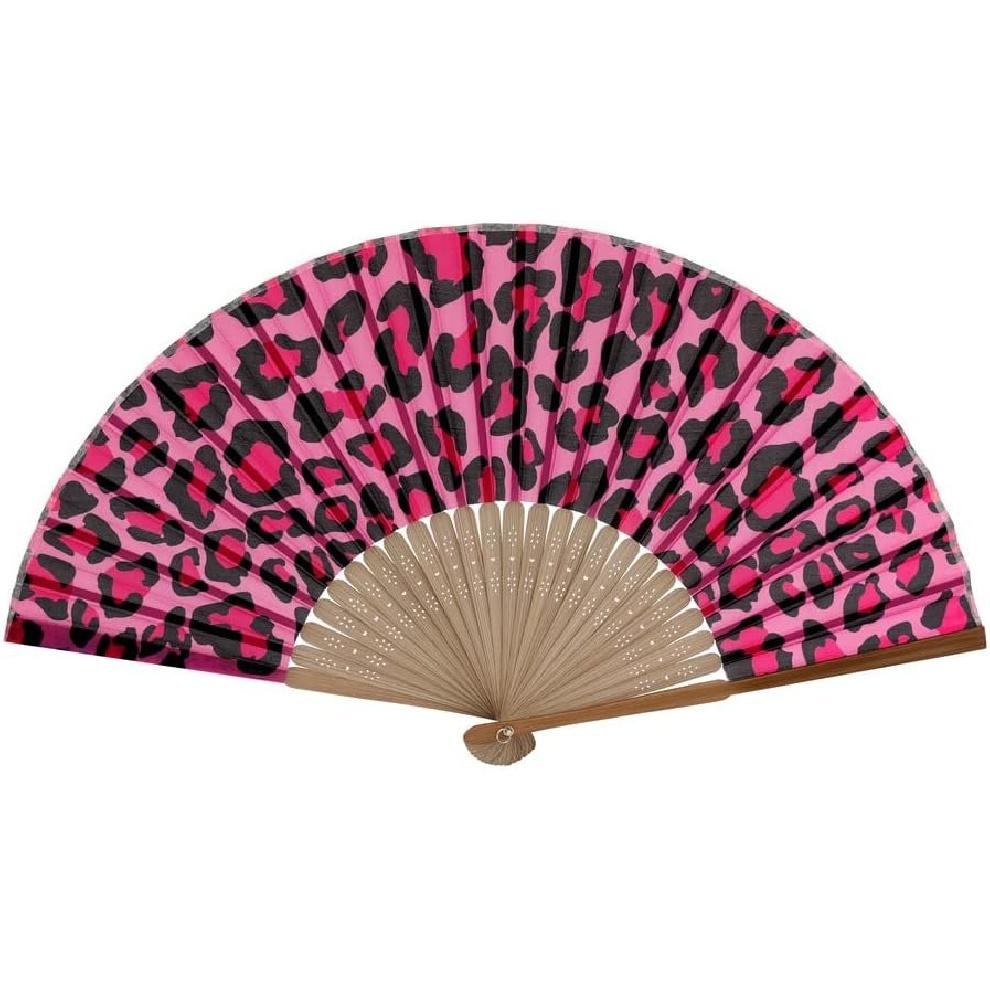 HeyToo Women Held Hand Folding Fan - Bamboo Printed Pattern Foldable Fan - Ideal for Decoration, Wedding, Themed Anniversary Party, Church, EDM,