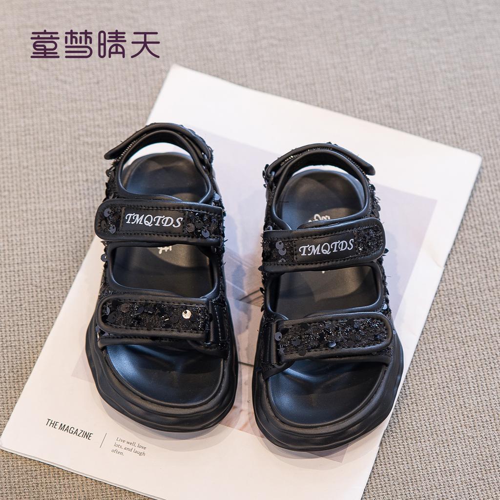 Size 26-37 Girls Sandals Summer 2025 New Children's Summer Shoes Soft Sole Non-slip Little Girl Beach Shoes Foreign Style