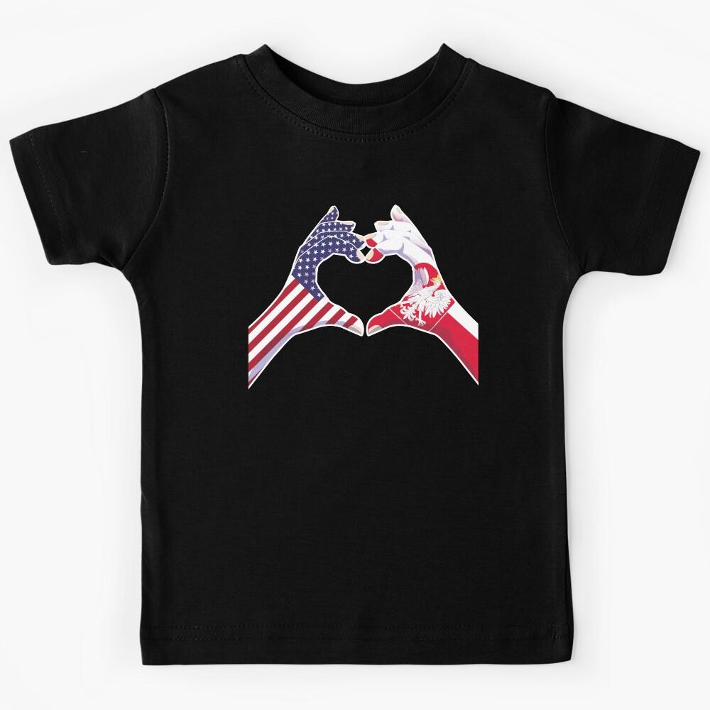 Poland Polish USA United States American America Love Heart Peace Kids T-Shirt 120