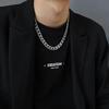 "Cuban Men's Silver-Tone Titanium Steel Necklace: Non-Fading, Trendy Hip-Hop Chain"