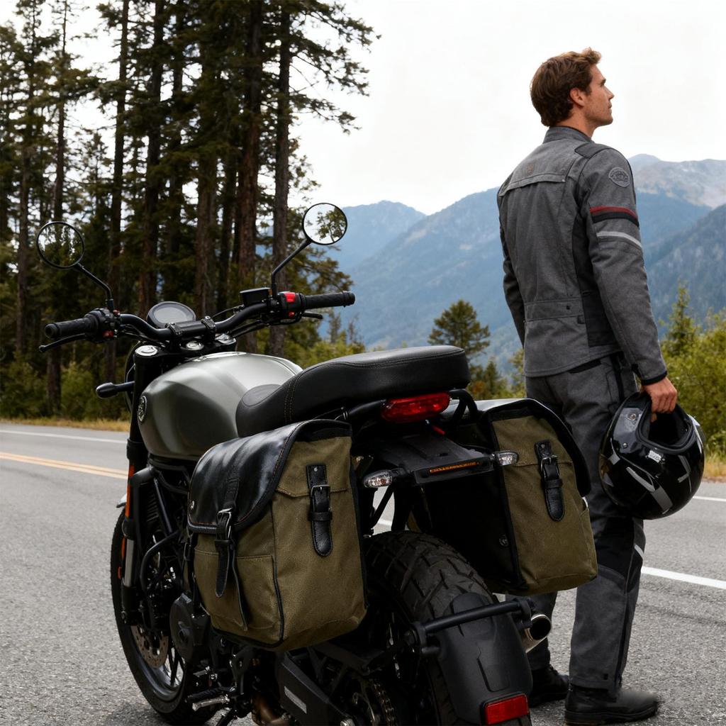 Motorradtasche Wasserdichte Leinwand Satteltasche Fahrrad Aufbewahrungstasche Für Motorrad Fahrrad Roller Radfahren Touren Pendeln Reisen Straße