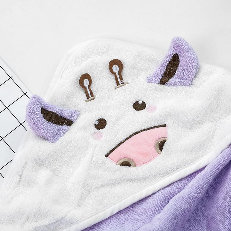 80x80cm 100% Baumwolle Kinderumhang Zuhause Weich Badezimmer Bad Kapuzenhandtuch Cartoon Kuh Kinder Steppdecke Decke