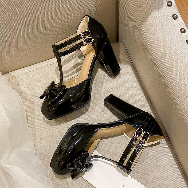 Women's high heels, single shoes, sweet waterproof platform, thick heels, low cut shoes, plus size, versatile sandals