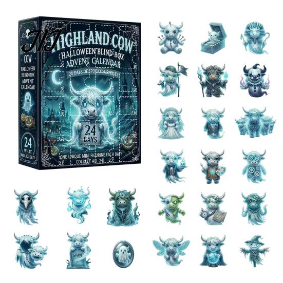 Christmas Countdown Surprise 24 Days Highland Cow Advent Calendar 2026, for Seasonal Party Decorations Kids Adults, Acrylic Cattle Ornaments