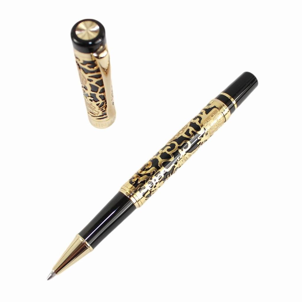 Gullor Beautiful Noble Roller Ball Pen Jinhao 5000 with Black Gold Dragon Carving