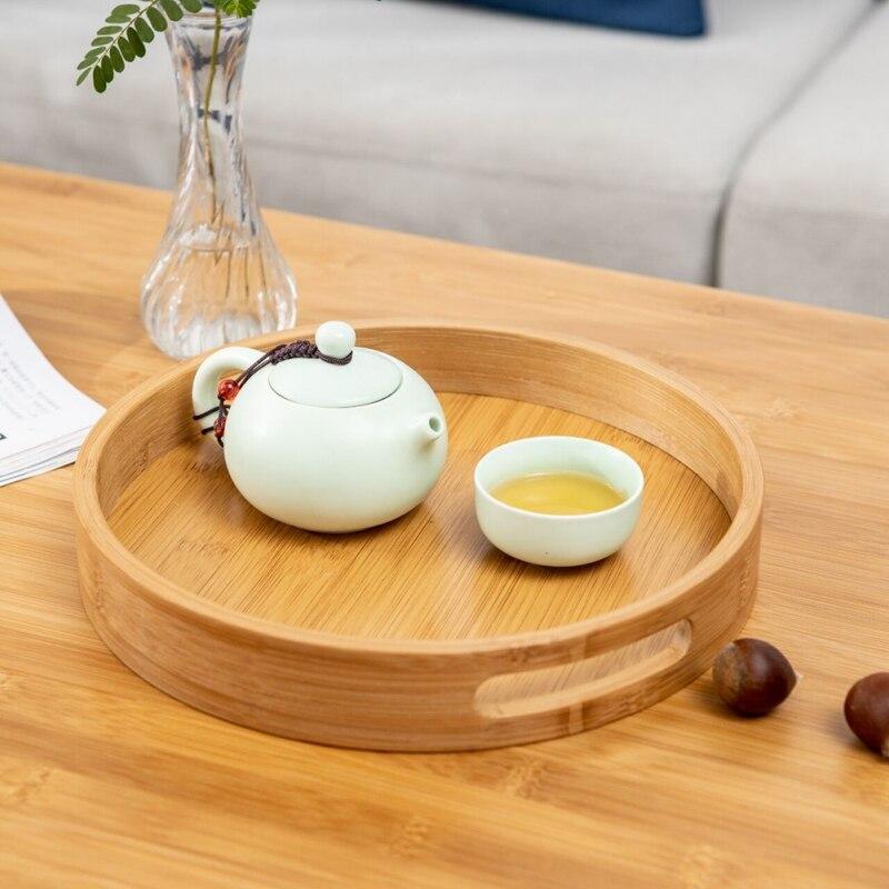 Bamboo Tray Custom Creative Baking Binaural Portable Round Tea Tray Home Tea Set Small Tea Tray
