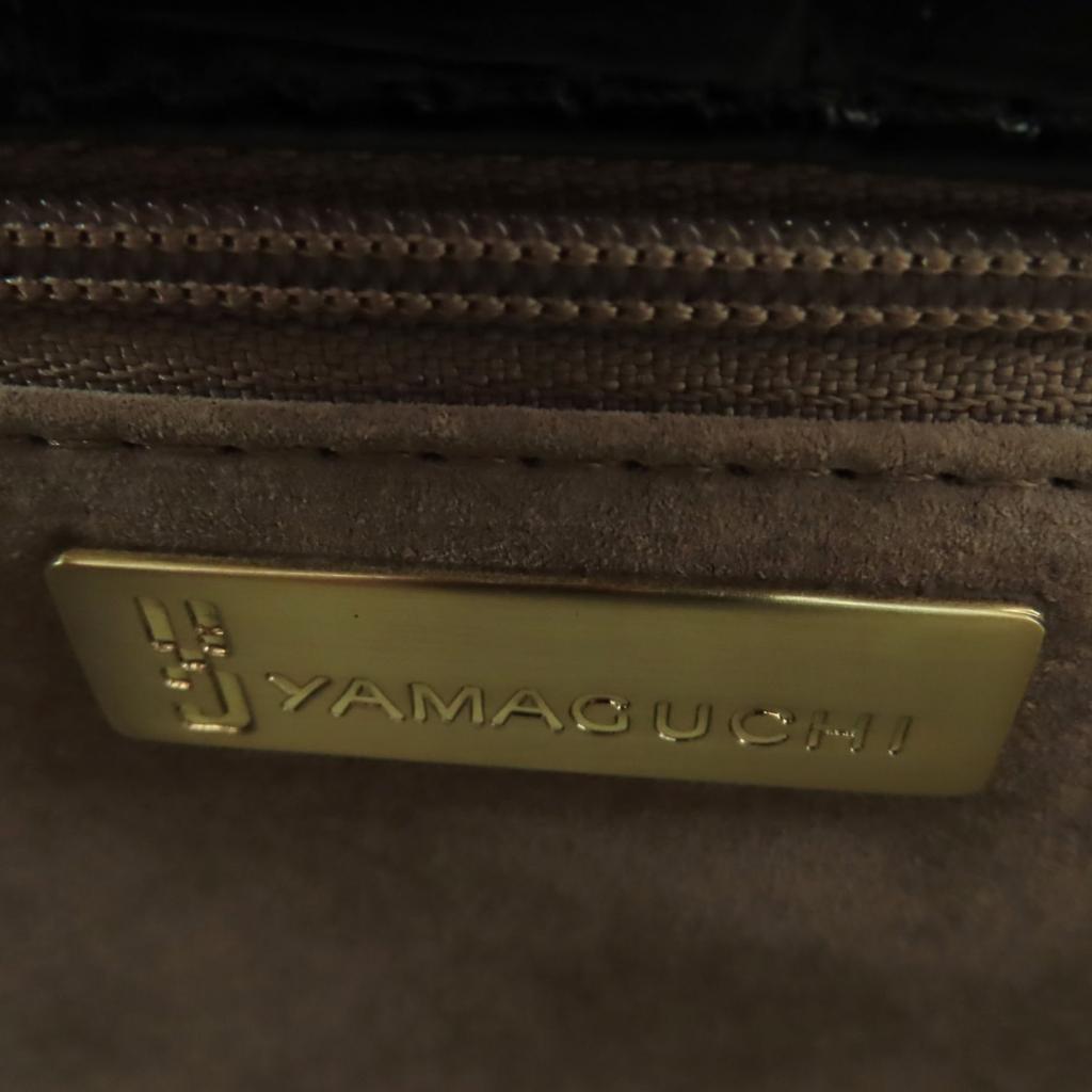 Tolle YAMAGUCHI Handtasche schwarz Krokodil Damen Gebraucht