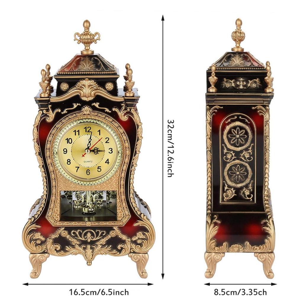 Antique, classic European-style alarm clock, perfect for interior decoration, Feng Shui, or good luck (brown).