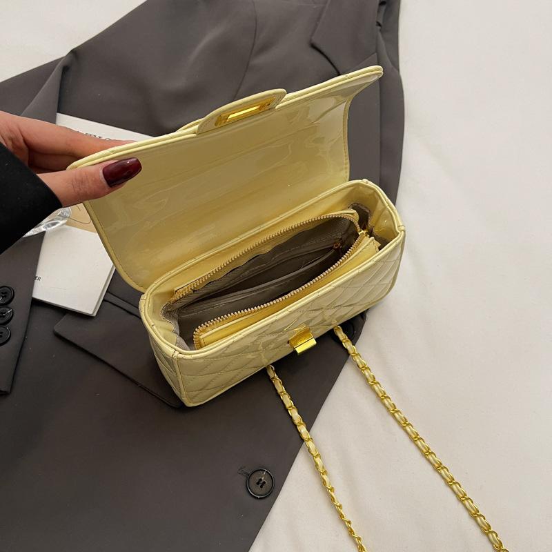 New high-end patent leather rhombus chain bag portable shoulder crossbody trendy women's bag