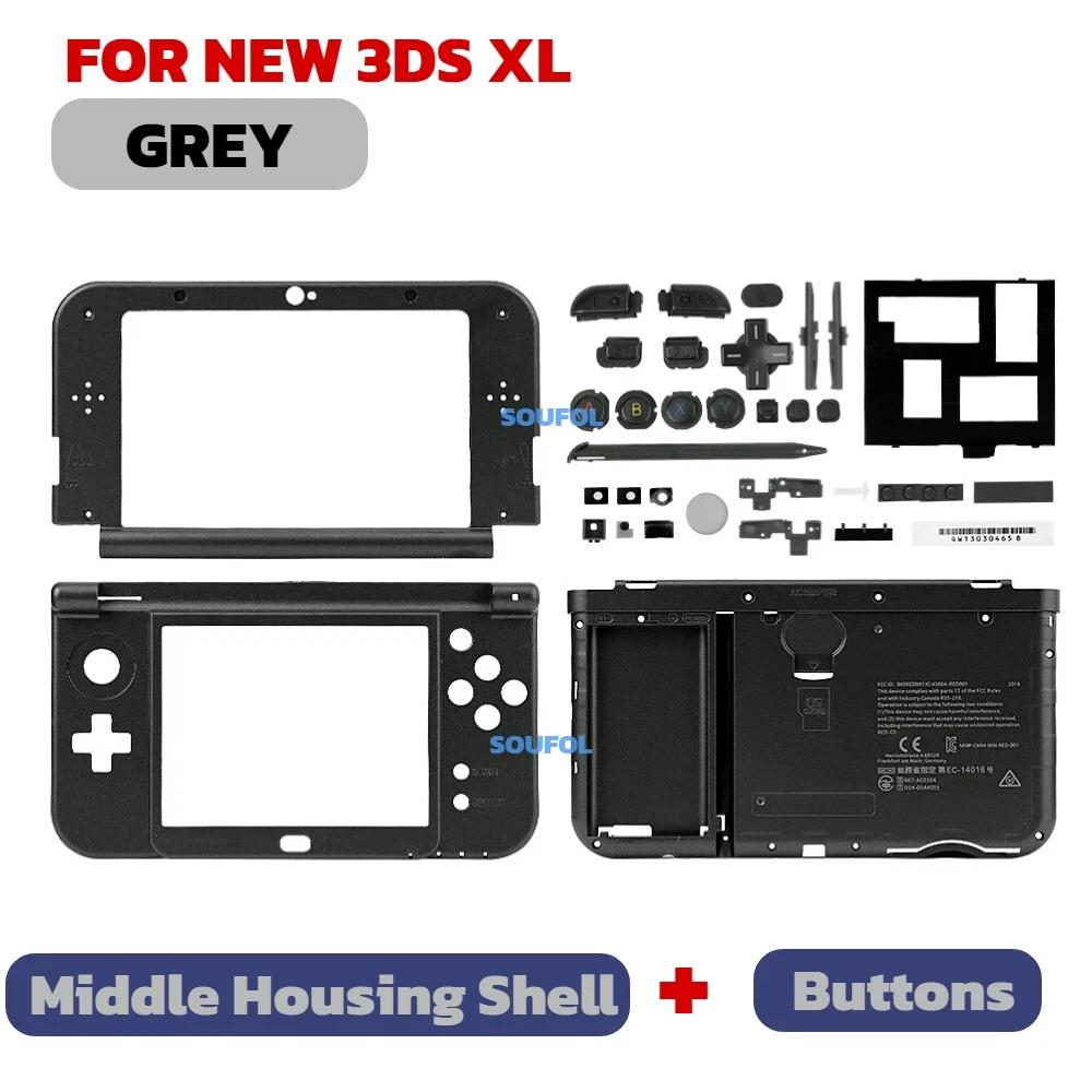 For NEW 3DS XL Replacement Case Housing Shell Kit, ABXY Full Set Buttons And Middle Frame Faceplate For NEW 3DS LL XL