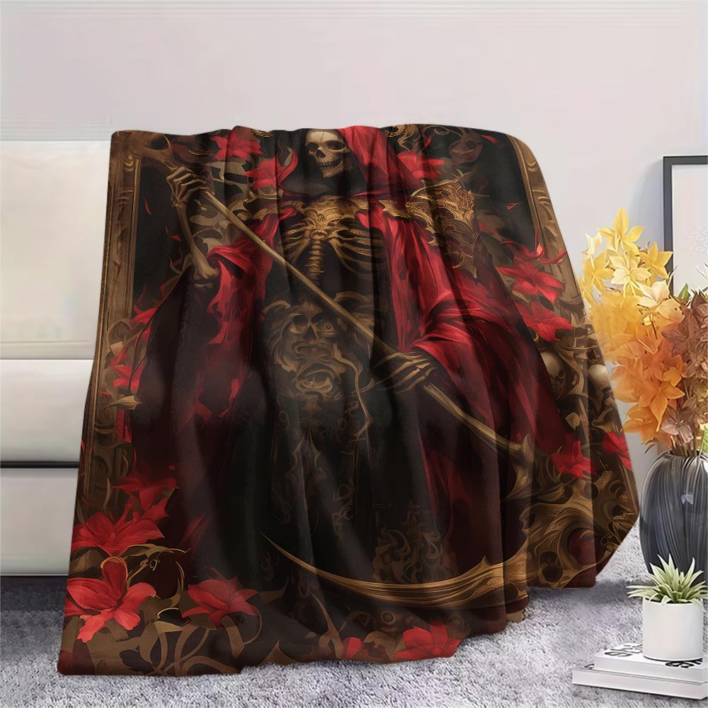skeleton Print Flannel Blanket,High quality Comfortable for All Seasons,Home Decor,Warmth and Comfort,Perfect for Christmas Gifts