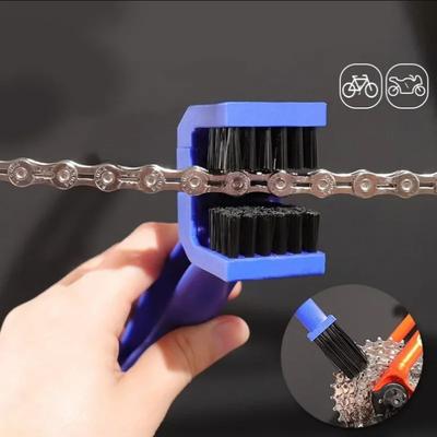 Three-Sided Bicycle Chain Cleaning Brush - Motorcycle Square Head Large Bristle Scrubber Tool for Sprocket Chain Maintenance