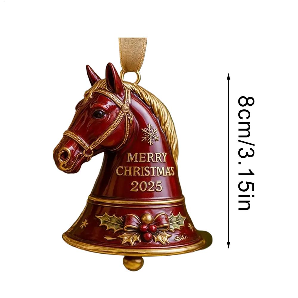 

Christmas Tree Ornaments Handcrafted Keepsake Decor Handmade 3D Horses Bells for Holiday Children Friends Indoor Outdoor Wall червоний