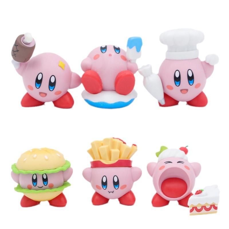 Adorable Kirby Food Figurines Pvc Burger Fries Ice Cream Blind Box Model Set