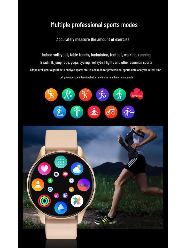 Round Smartwatch: Heart Rate Monitor, Touchscreen, Pedometer, Bluetooth Calls for Men & Women