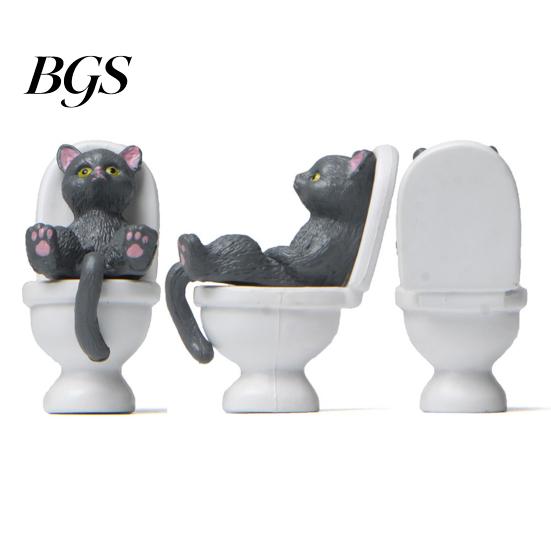 Figurine Funny Cat Spiritual Consolation PVC Vivid Animal Miniature Appearance Toilet Series Statue Party Supplies Garden