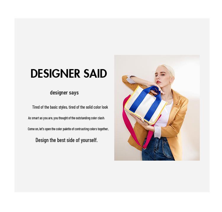 Korean Color Block Canvas Handbag Women's Fashion, Large & Small Sizes, Work & Casual Crossbody Bag