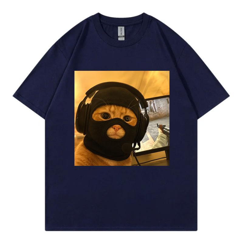 Cat Wearing Mask Funny Meme T Shirt Unisex Unisex Fashion Loose Short Sleeve Tshirts Summer Casual 100cotton Tshirt Streetwear