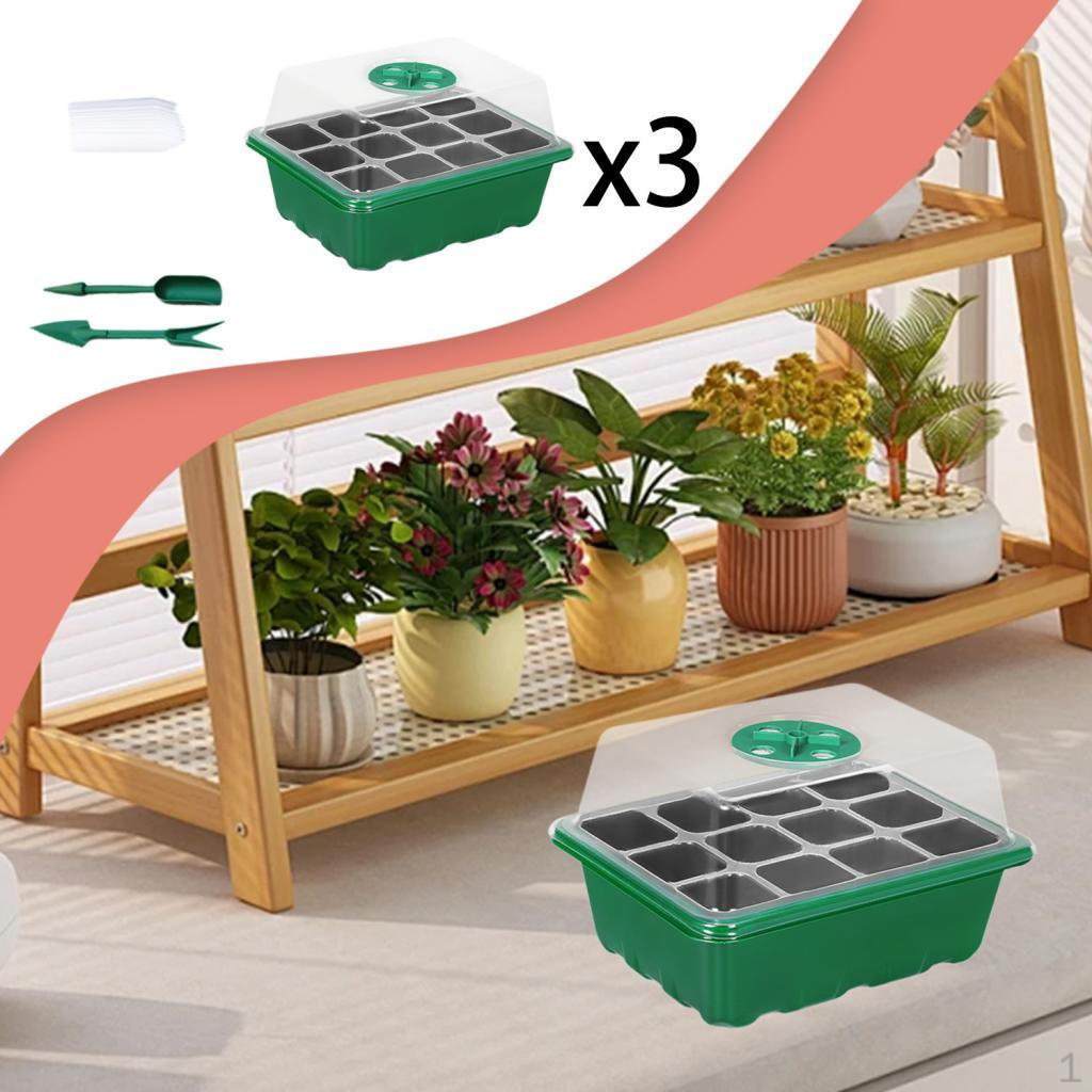 

Контейнер для рассады, 12-ячеечный поддон для выращивания, подходит для террас 3Pcs