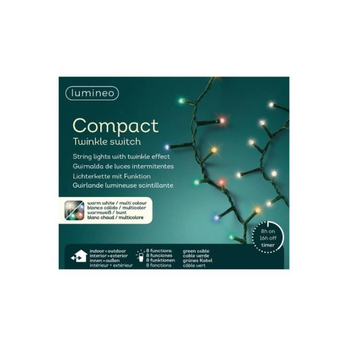 Guirlande scintillante - EDM - 11 m - Multicolore et blanc chaud - LED - Interrupteur