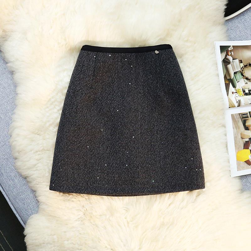 

Элегантная женская мини-юбка А-силуэта из смесовой шерсти с блестками, на эластичной высокой талии Large серый