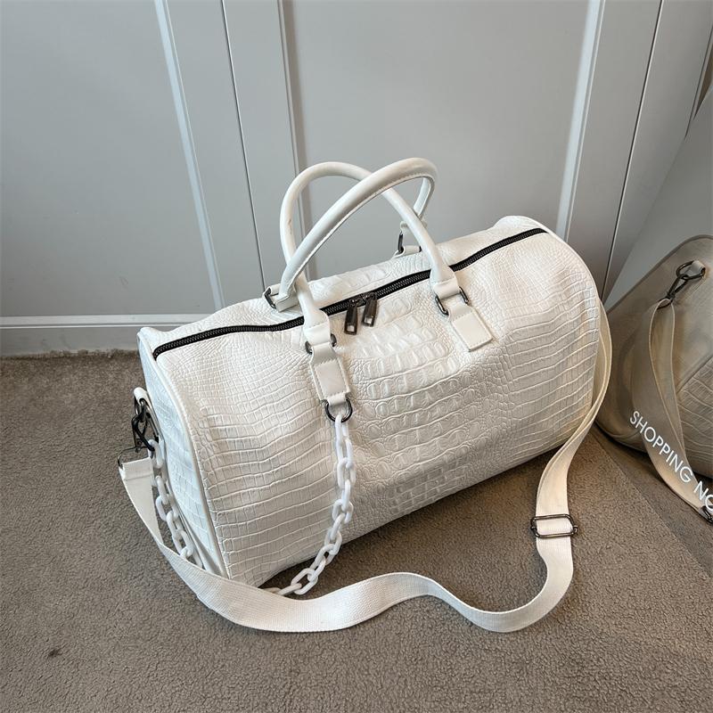 Borse da Viaggio Impermeabili con Texture Coccodrillo, Borsa a Mano Tote Capiente, Borse da Viaggio Duffel, Pelle PU, Borse Sportive Yoga Fitness da Donna