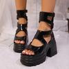 Womens Platform Sandals Summer New Open Toed Cool Boots Fashion Thick Heel High-heeled Sandal Luxury Leather High Heeled Sandals