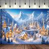 Winter Weihnachtsdorf Hintergrund Heimdekoration Fotostudio Hintergrund Neujahr Schneestadt Berge Hintergrund