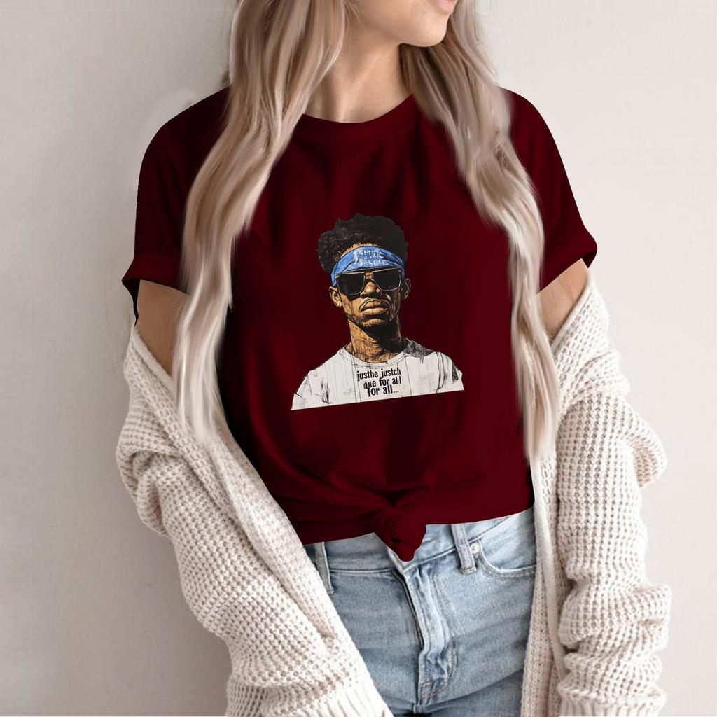 Women's Round Neck Casual Fashion Print Short Sleeve T-shirt Top